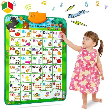 QS Children's Custom Electric Talking ABC & 123s & Music Sound Fun Early Interactive Alphabet Wall Chart Jouets pour enfants